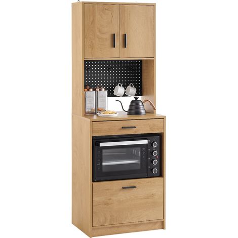 SoBuy FSB98-N Aparador de Cocina con 2 Puertas, 2 cajones, 1 Compartimento y 1 Panel Perforado, 60 x 40 x 170 cm