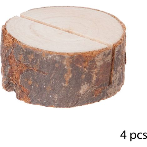 Conjunto de 4 cavals tabla de registro de madera - conjunto de 4 caval log tabla de madera, dimensiones d. 4 x h. 1.5 cm - Feeric Lights & Christmas