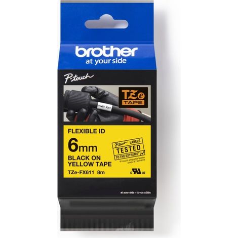 BROTHER Schriftbandkassette TZe-FX611 gelb schwarz (1/2)