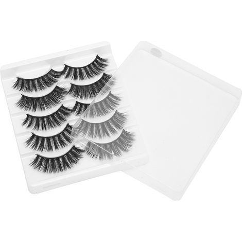 5 Paires Faux Cils 3D Volume Courbés Quotidiens Lot Naturel Épais Cils Postiches N°003 (1/5)