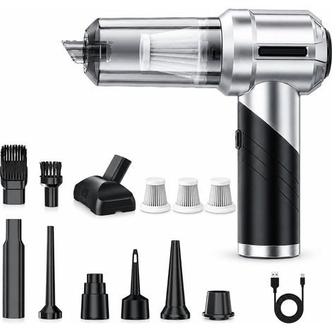 Aspirateur à Main sans Fil 28 000 Pa, Pliable, pour Voiture Batterie 6 000 mAh, recharge USB-C, 3 niveaux de puissance, fonctions aspiration, soufflage, gonflage et mise sous vide. (1/5)