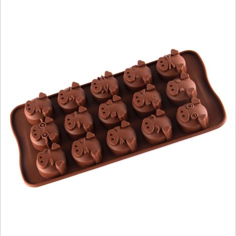 2er-Pack, Schweinchen-Modell + praktischer Silikon-Schokoladen-Wende-Bonbon-Mol (1/4)