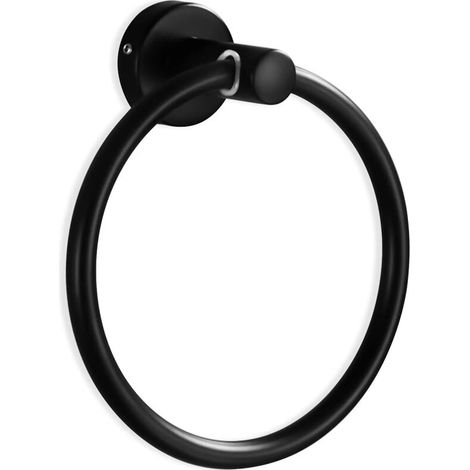 Anneau porte-serviettes rond mural pour salle de bain et cuisine - Noir-AquaForge (1/5)