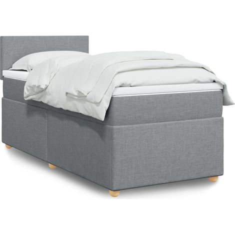 Boxspringbett mit Matratze Hellgrau 100x200 cm Stoff