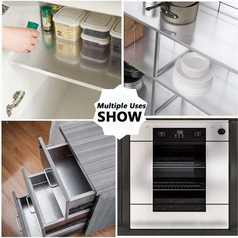 Foglio di alluminio autoadesivo per cucina, resistente al calore, all'olio, all'acqua e alla muffa. Foglio per decorare mobili fai-da-te per cucine, armadi, ecc. (1/3)