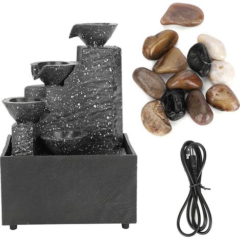 statue jardin exterieur-Fontaine USB de Bureau - Ornement avec LED et Pierres Naturelles pour Décor Maison/Office (Matériel: Plastique, 12 Pierres, 11.2x9x17cm) (1/5)