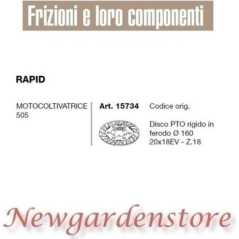 Disco toma de fuerza ferodo 15734 motocultor 505 RAPID plano 160mm compatible 20x18