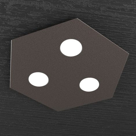 Plafoniera Moderna Esagonale Hexagon Metallo Marrone 3 Luci Led 12X3W (1/4)