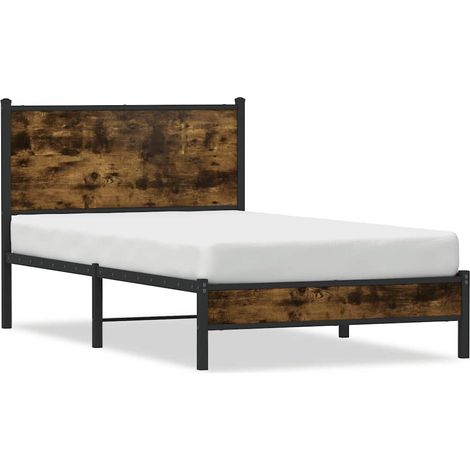 Maison Exclusive - Metallbett ohne Matratze Räuchereiche 100x200 (1/5)