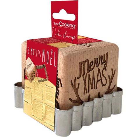 Keksstempel aus Holz 5 Motive + Ausstecher - Weihnachten - Scrapcooking