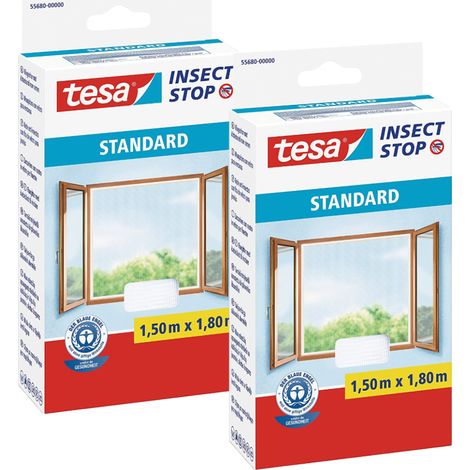 Mosquitera Tesa para ventana, malla con cierre de velcro, color blanco, 1,5 x 1,8 m (x2) (1/2)