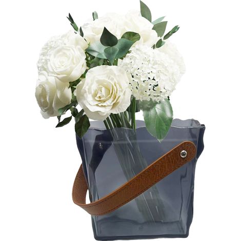 Vase à fleurs design en forme de sac avec anse en ABS plastique durable pour centre de table - vase décoratif purse (1/5)