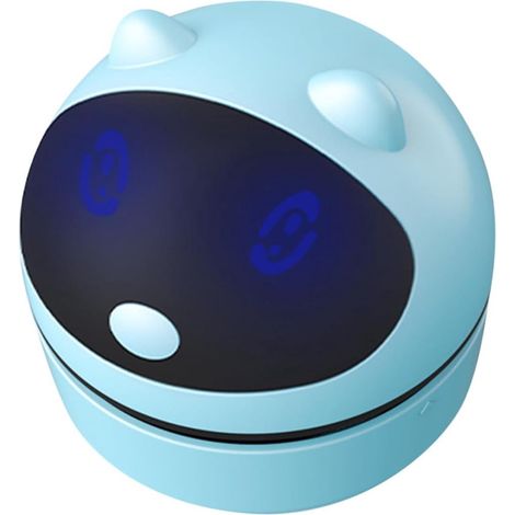 Aspirateur - Design robot mignon - Aspirateur de table - Sans fil et rechargeable par USB - Compact et léger (Bleu) (1/4)