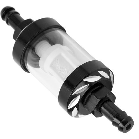 Filtre à carburant en verre avec boîtier en alliage d'aluminium, pièce de rechange pour voitures, quads, SUV, motos et pit bikes (noir). (1/5)