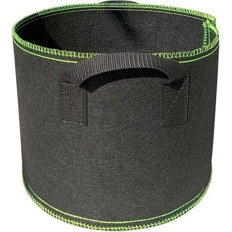Sacs de culture de 20 gallons, pots en tissu aéré avec poignées, noir avec fil vert (1/4)