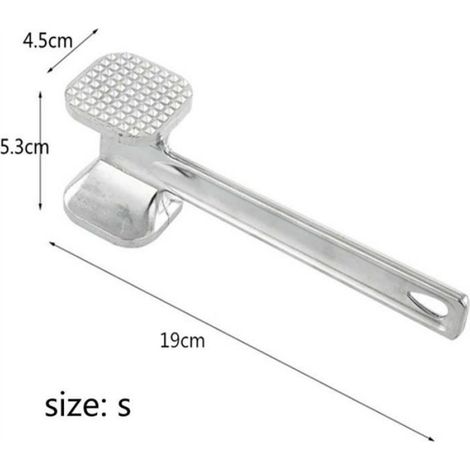 Attendrisseur de Viande - - Marteau Double Face - Acier Inoxydable - Ergonomique - 19x4.5cm (1/4)