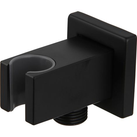 BEBUSINGOTO Soporte para cabezal de ducha con codo de conexión a pared de 1/2", latón, negro mate (1/5)