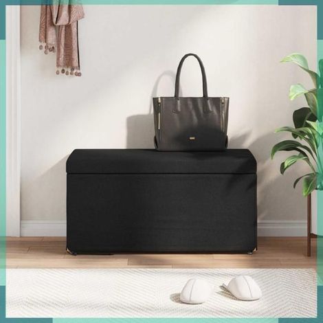 876775 Tabouret Noir 81 x 41 x 40 cm Tissu et bois stratifié (1/5)