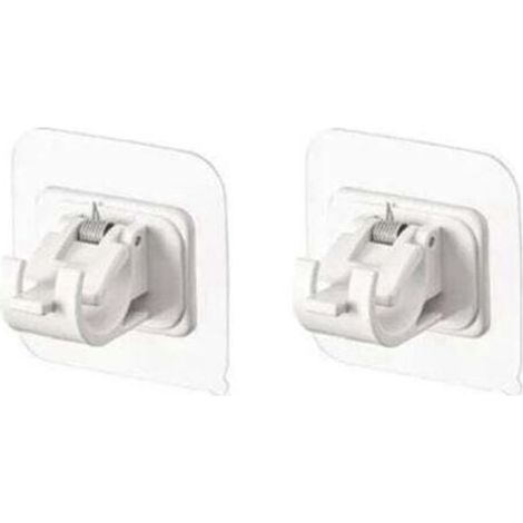Lot de 2 supports tringle à rideau, auto-adhésifs, plastique et métal, 6x6cm, salle de bain cuisine (1/4)