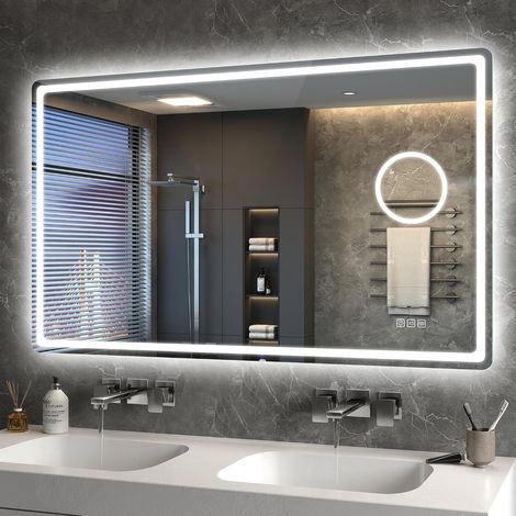 120x70cm Miroir LED Salle de Bain avec Miroir Grossissant 5X (1/5)