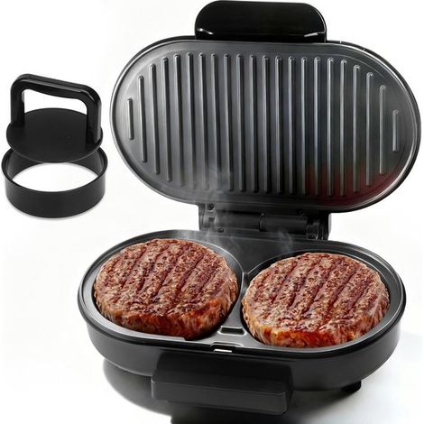 Double mini-grill électrique – Sandwich, hamburger et panini – Idéal pour petit-déjeuner et collations – Maison, bureau et étudiant (1/5)