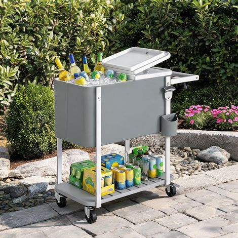 Chariot de refroidissement 56 L avec roulettes et ouvre-bouteille (1/5)