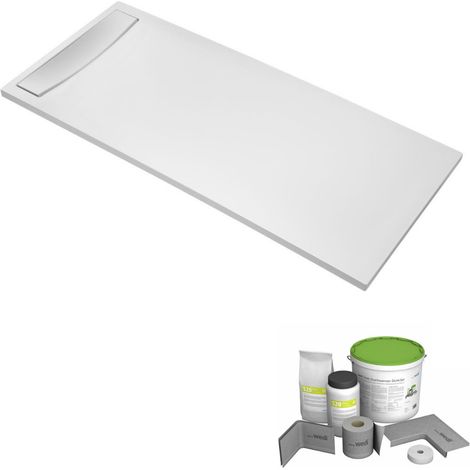 Pack receveur de douche antidérapant 120 x 80 JACOB DELAFON Flight Neus rectangle blanc+Kit d'étanchéité WEDI + Bonde + Capot (1/4)