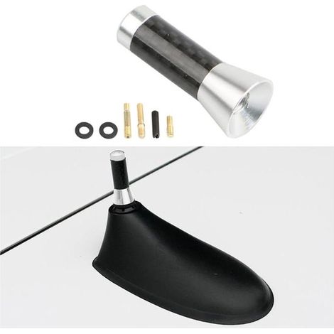 Antena corta para coche de 3,5 cm con rosca de aleación de aluminio, repuesto universal para recepción de radio FM/AM (plateada)