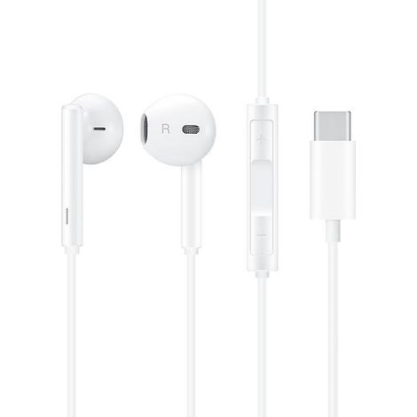 HUAWEI CM33 USB-C-Kopfhörer, kabelgebundene Halb-In-Ear-Kopfhörer mit Mikrofon und Lautstärkeregelung, leicht, weiß (1/5)