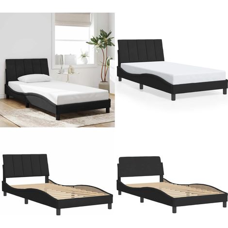 Bettgestell ohne Matratze Schwarz 100x200 cm Samt - Bettsystem - Samtbettwäsche - Doppelbett - Boxspringbett - Lattenrost - Home & Living (1/5)