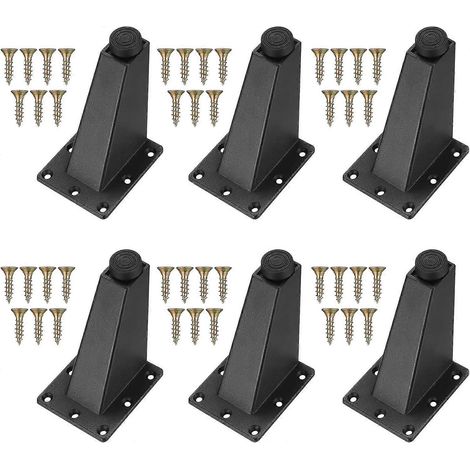 Pieds de meubles réglables en 6 pièces, pieds de table en métal noir, adaptés aux tables, armoires, cuisines, canapés et bureaux, 92 mm. (1/5)
