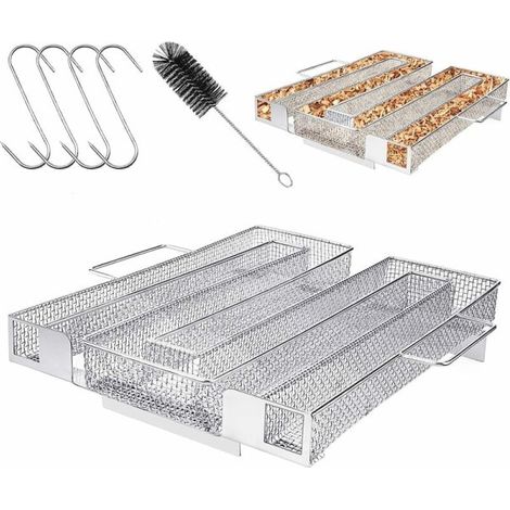 Générateur de fumée froide en acier inoxydable pour fumoir professionnel, boîte à fumage à granulés pour viande, poisson et légumes au barbecue, avec brosse de nettoyage et crochets, taille M (1/5)