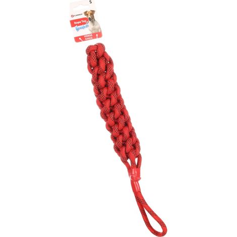 Corde à tirer Vokas. tressé, flottant. rouge et noir. taille S.  47 cm . jouet pour chien. - Flamingo