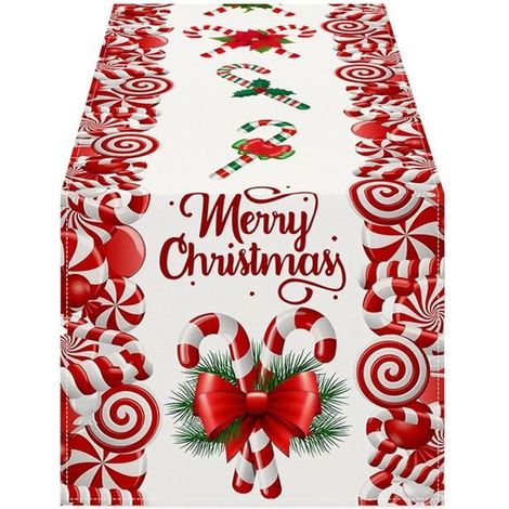 Dekorative Zuckerstangen-Tischdecke für Weihnachten, ideal für Zuhause, Wohnungen und Restaurants.