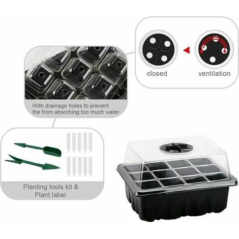 Mini Serre Sementi, Set 10 Mini Serre con 120 Alveoli, Vassoio e Coperchio Inclusi, Ideale per Coltivazione e Avviamento Piantine (1/3)