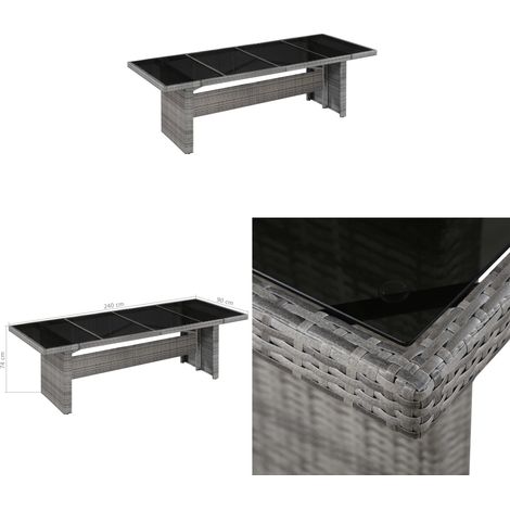 Table de jardin 240x90x74 cm Résine tressée et verre - Table De Jardin - Table D'extérieur - Mobilier De Jardin - Table En Résine Tressée - Table Avec Verre - Home & Living (1/3)