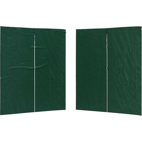 Paroi de tente de réception, lot de 2, verte, 200 x 195 cm, PE et acier (1/2)