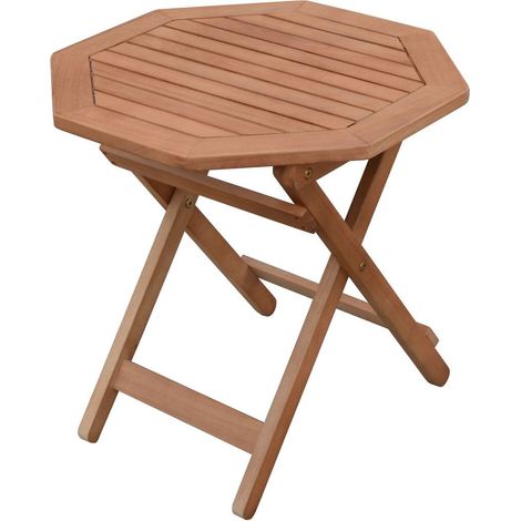 Spetebo – Table d'appoint en eucalyptus massif pliable – 50 cm – Résistante aux intempéries – Pour balcon et jardin