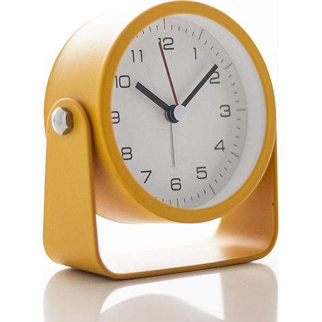 Kleiner Retro-Wecker, geräuschlos, kein Ticken, verstellbarer Winkel, batteriebetrieben und mit einer Nachttisch- oder Schreibtischlampe ausgestattet. (1/5)