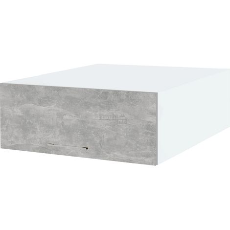 Meuble haut grande profondeur de cuisine Bellissi Beton Naturel 1 porte relevable L 90 cm - Porte avec poignée apparente Grey (1/5)