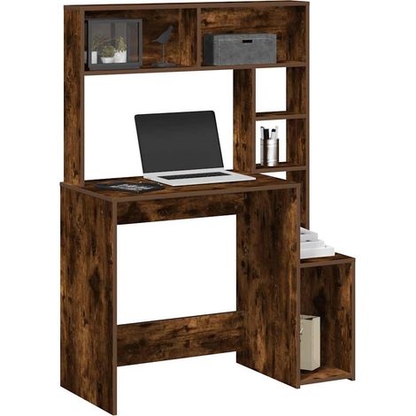 Schreibtisch mit Regal Räuchereiche 100x45x140 cm Holzwerkstoff