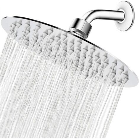 Pommeau de douche à effet pluie, booster, haut débit, pommeau de douche haute pression, acier inoxydable, argent, 8 pouces (1/3)