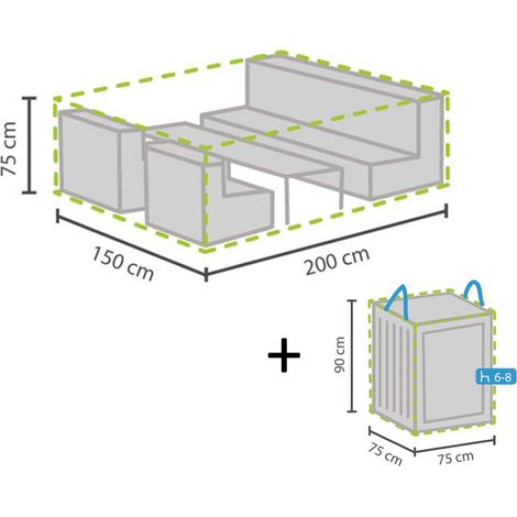 Schutzhülle Abdeckung S 200x150cm für Garten Lounge Set + Hülle für 6-8 Kissen (1/5)