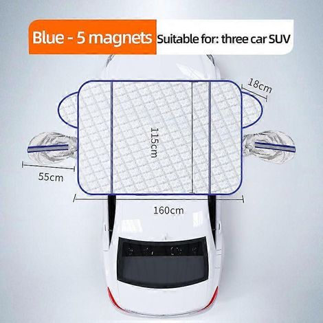 Housse de pare-brise avant pour voiture, protection contre la neige, le gel et la poussière, protection contre la chaleur et le soleil, bleu pour SUV. (1/5)