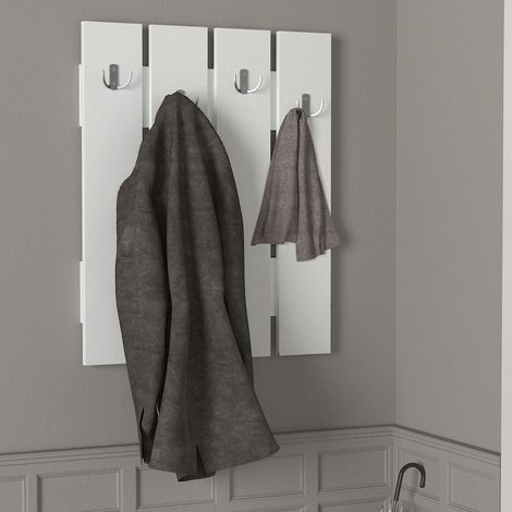 Porte-manteau mural en bois "Anita" - 64 x 3 x 80 cm - Blanc (1/5)