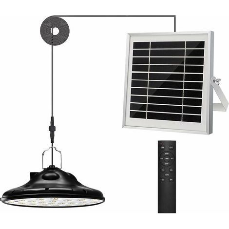 100Leds 1200LM Lampe Solaire Exterieur,3 Mode Lampe Suspendue Solaire,Panneau Solaire Réglable,4 Luminosité avec TéLéCommande,IP66 étanche Eclairage Led pour Jardin,Camping/Pergola/Balcon/Terasse [Cla (1/4)