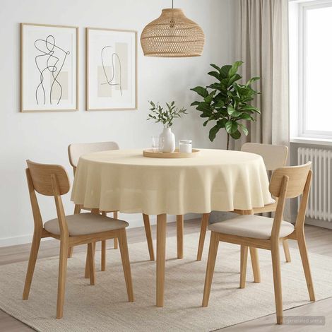 vidaXL Tissu de Table Rond Crème blanc Ø 160 cm (1/5)