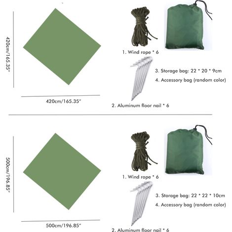 Bâche de tente hamac argentée anti-pluie protection solaire imperméable camping multi-usages tapis de pique-nique extérieur plage (1/5)