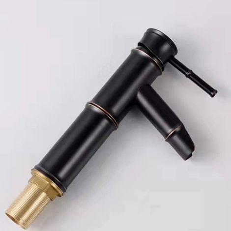 [JAMAIS UTILISÉ]Robinet de salle de bain noir，Bambou Robinet Salle de BainRobinet Lavabo Noir ，Robinet Salle Bain Noir Chromé,Ouverture applicable Ø32-42mm (1/5)