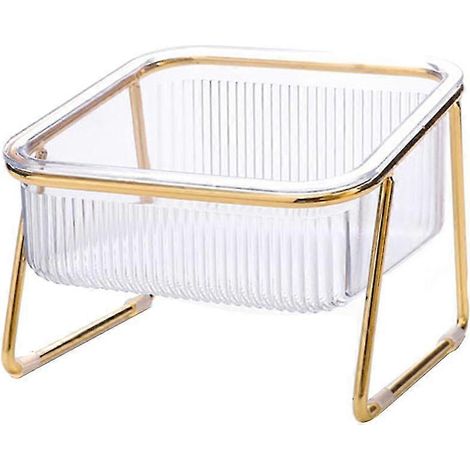 Cat Bowl transparent à pieds hauts Cat Bowl Oblique Mouth pour protéger la colonne cervicale à boire Wate (1/5)